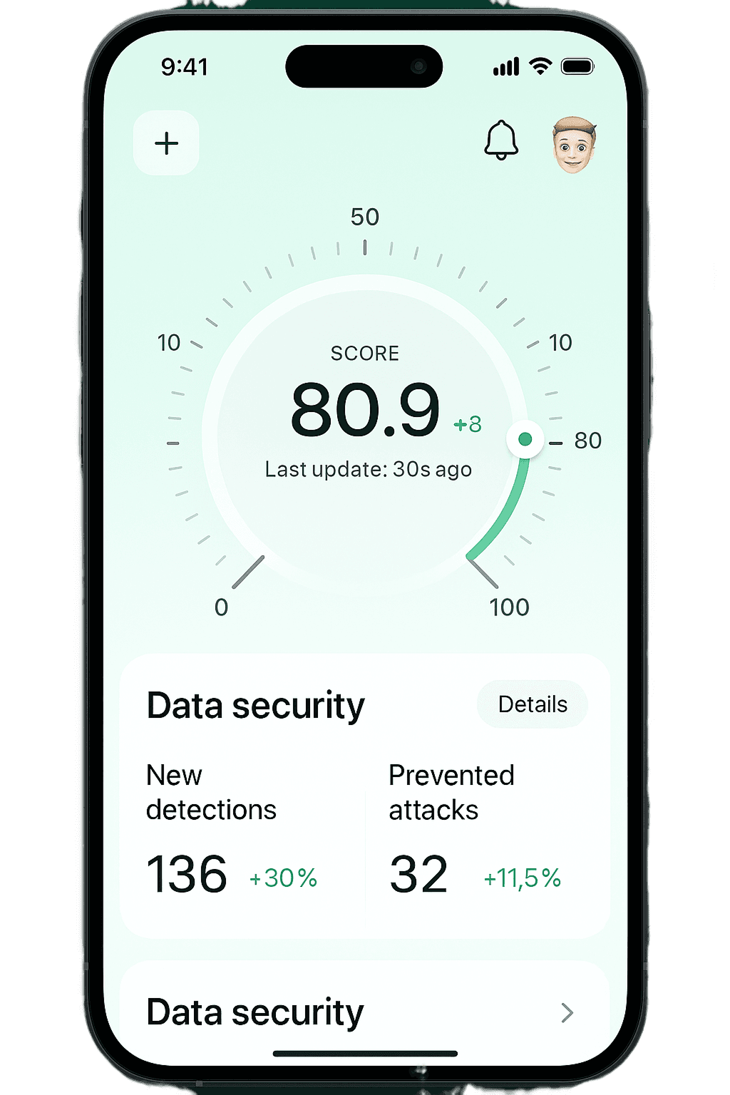 iPhone security interface mockup